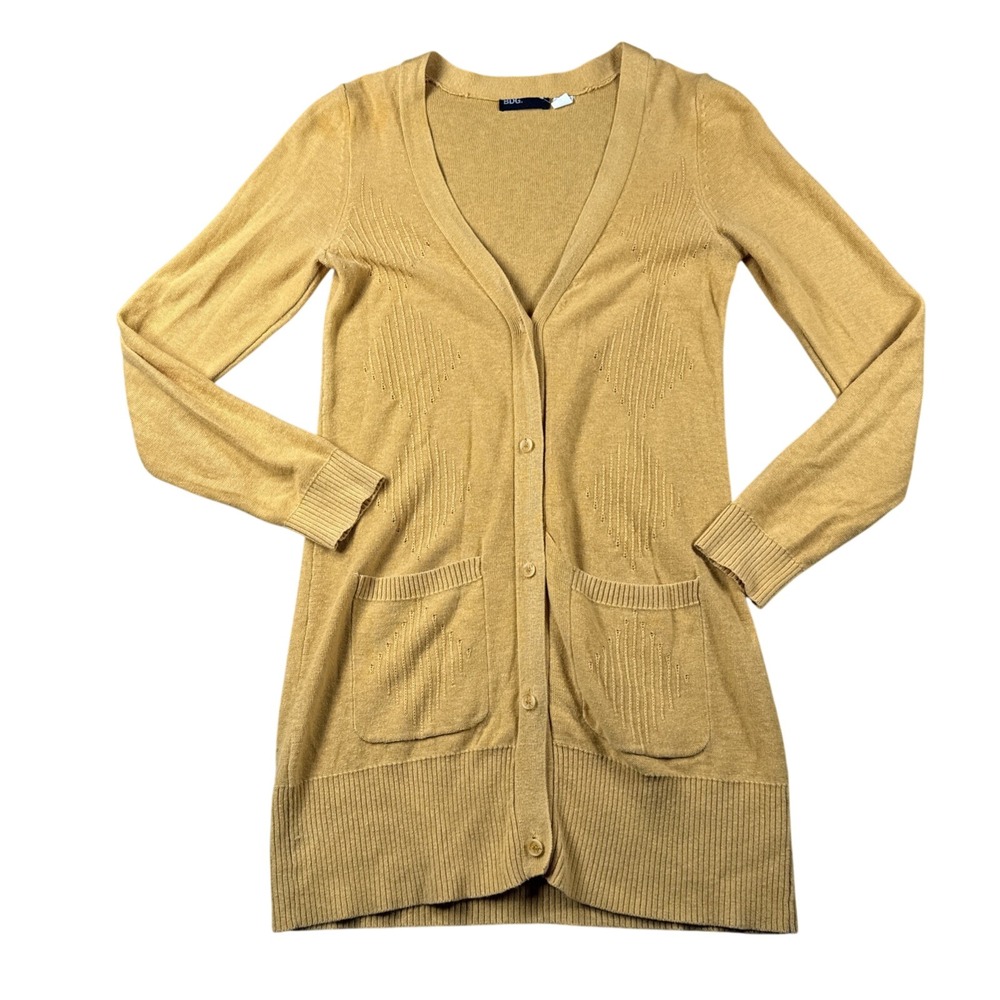 BDG Cardigan Sweater Womens S Yellow Button Front‎ Pockets Lightweight Casual
